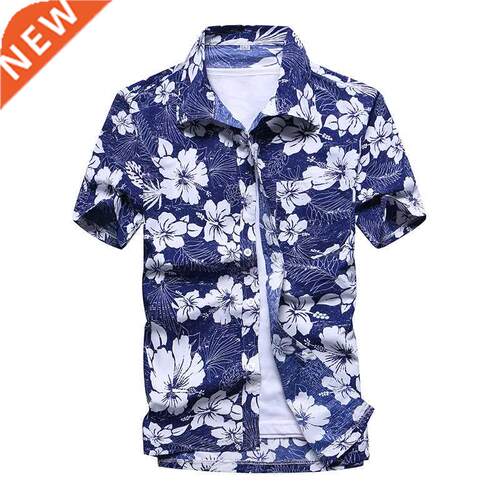 Fashion Mens Hawaiian Shirt Male Casual Colorful Printed Bea