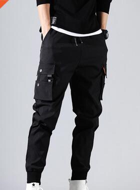 Men	s Cargo Pants Solid Color Thin Male Men Beam Feet