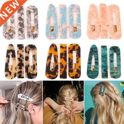1/2/ PCS Women Fashion Leopard Acetate Geometric Hair Clips