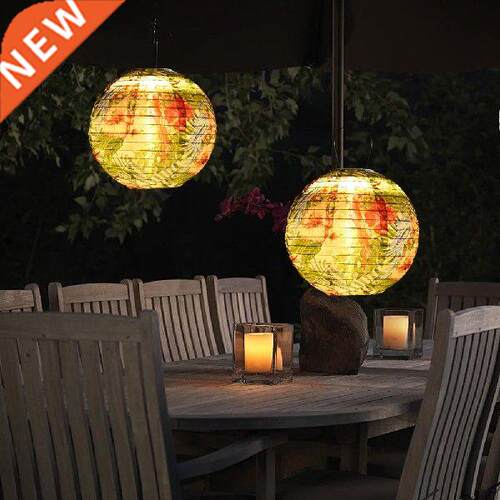 10 inch LED Round Lantern Printed Waterproof Solar Lamp