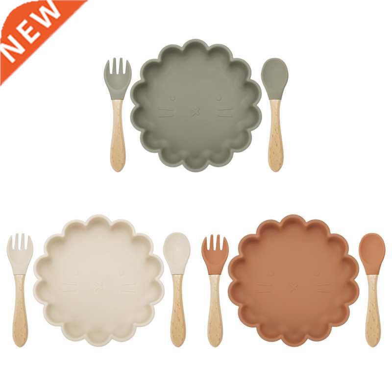 3pcs Baby Plate Spoon Fork Feeding Food Tableware set Feedin