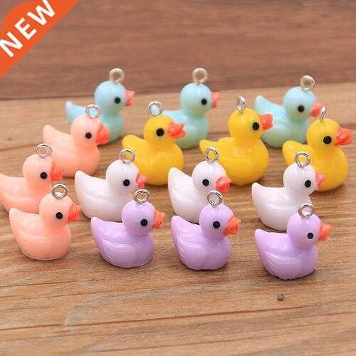 10Pcs 18X21MM Cute 5 Color Duck Resn Earrng Charms  Fn