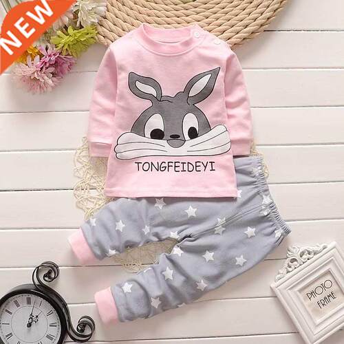Pink Bunny Autumn Newborn Sport Suits Kids T-shirt+ Pants 2p