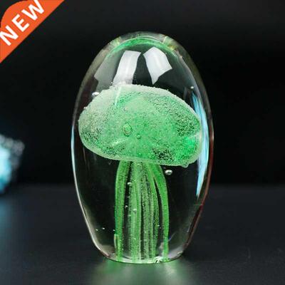 Colored Handmade Glow Glass Jellyfish Figurines Paperweight