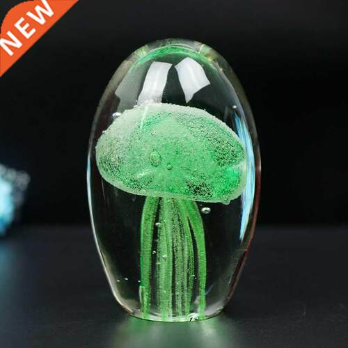 Colored Handmade Glow Glass Jellyfish Figurines Paperweight