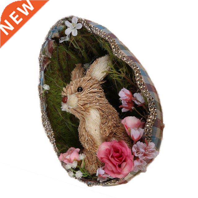 Artificial Straw Cute Bunny Rit with Carrot Home Garden D