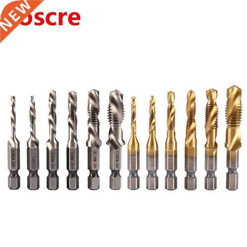 6Pcs M3-M10 Hex Shank Titanium Plated HSS Screw Thread Metri