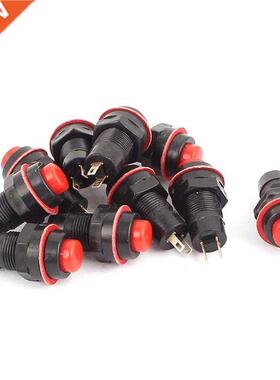 10 Pcs DS-211 Latching SPST Button Switch Red Cap AC 220V