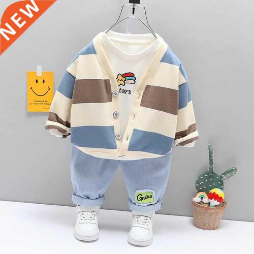 Fashion Children Boy Clothing Outfits Set High Quality Strip