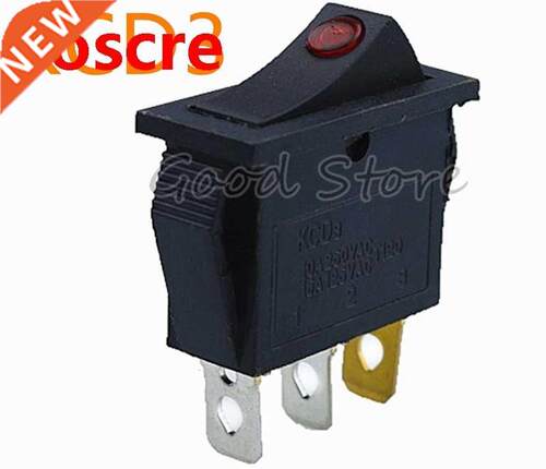 Hong-Dian KCD3 On-Off 3Pin DPST Latching SPST Red Dot LED Fo