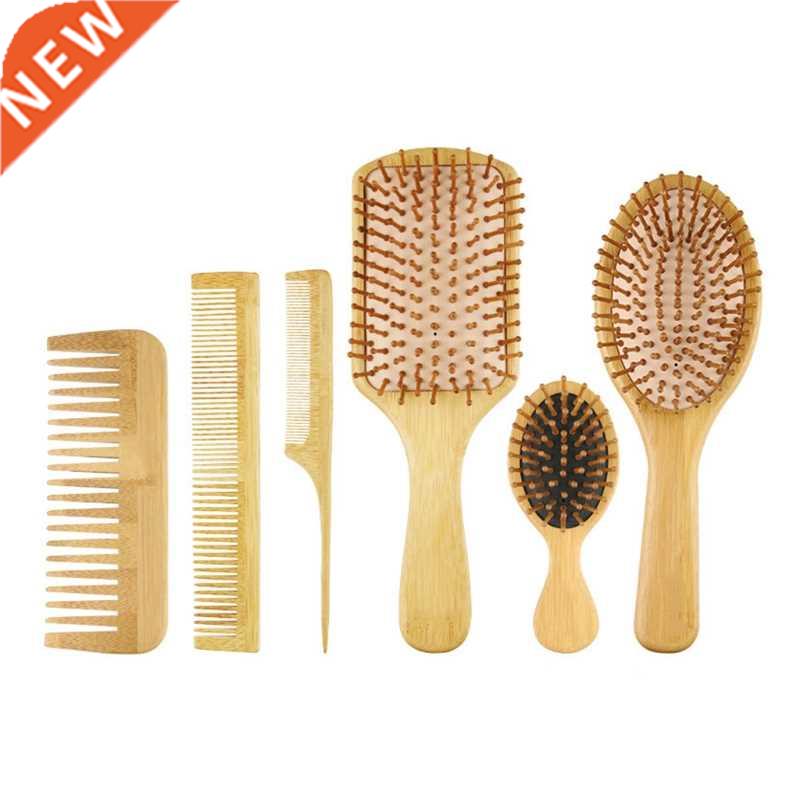 Bamboo Hair Combs Massage Scalp Detangling Hairbrush for Wom