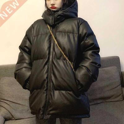 Black Winter Coat Women Korean Thick Warm Hooded Coat Female