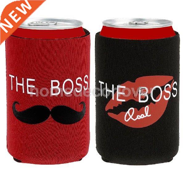 Set of 4pcs Beer Tin Can THE BOSS Cooler Sleeves Holders