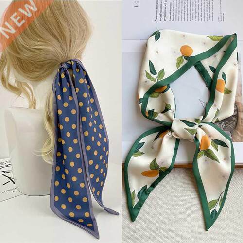 2022 Women Silk Satin Hair Band Scarf Skinny Neck Tie Fashio