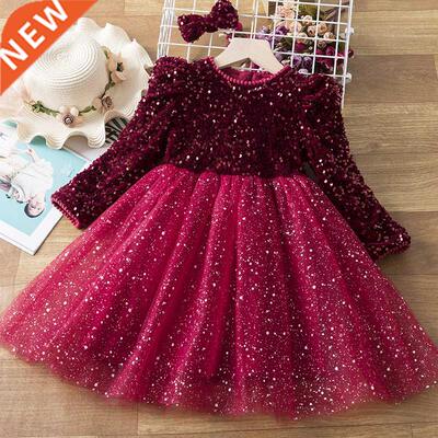 Spring Sequins Dress Kids Clothes Girls Elegant Formal Ball