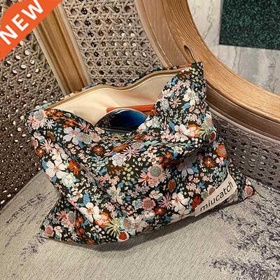 Retro Floral Cosmetic Bag Cotton Fabric Make Up Organizer Wo