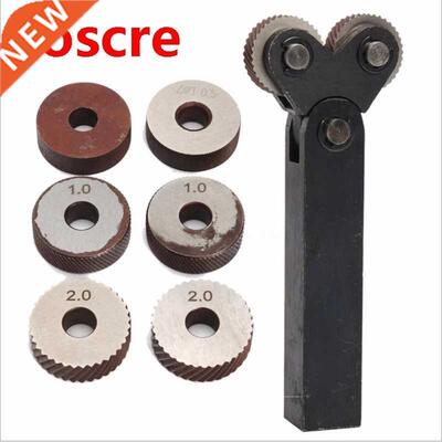 7pcs Steel Dual Wheel Knurling Tool With Diagonal Linear Knu