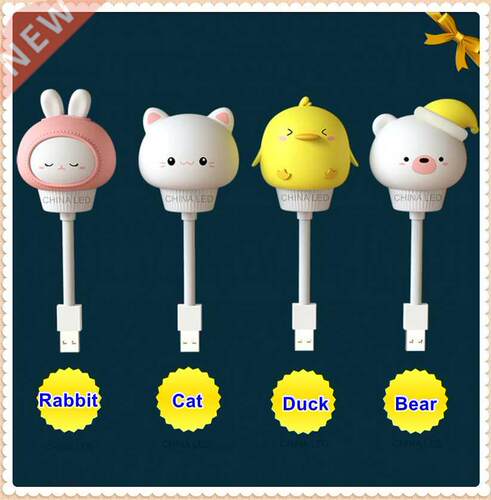 USB Night Light LED Chlidren Cute Cartoon Night Lamp Bear Re