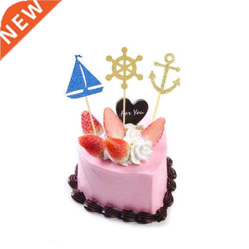 24pcs Sailing Boat Anchor Cake Topper Cake Picks Cupcake