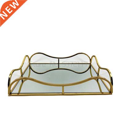 European Style Metal Mirror Tray Living Room Wine