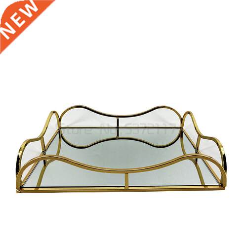 European Style Metal Mirror Tray Living Room Wine
