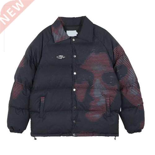 Hip Hop Down Jacket Men Diablo Graffiti Thick Cotton Parkas