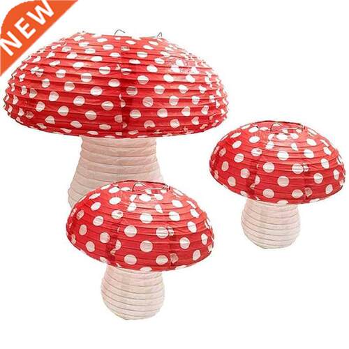 3Pcs Mushroom Shaped Paper Lanterns 适用于 适用于est Jungle