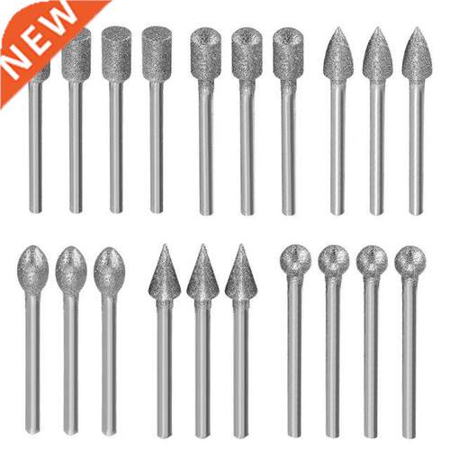 20Pcs mm Shank Diamond Burr Bit Cut Engraving Carving Rotar