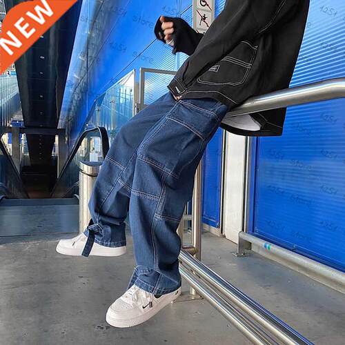 Men Jeans Wde Leg Denm Cargo jean pants Loose Straght Bag