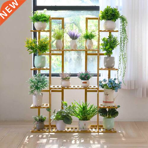 9 Tier Bamboo 17 Potted Plant Stand Rack Multiple Flower Pot