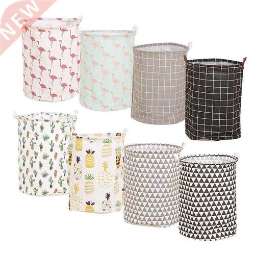 1pc Folding Laundry Basket Round Storage Bin Bag Large Hampe