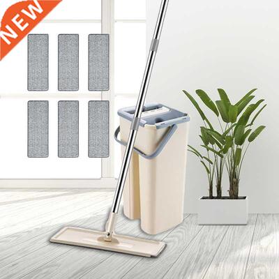 Flat Mop Wth Bucket Hand Free Lazy Washng 360 Spn Scratch