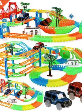 Glow Race Tracks for Boys Railway  Bend Flexible Rainbow