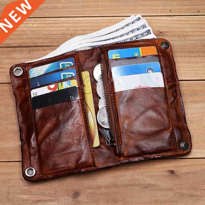 2021 genuine leather wallet for men vintage wrinkled short b