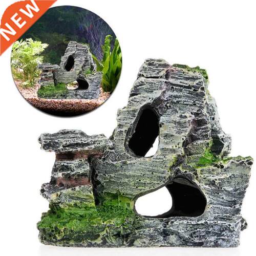 Mountain View Aquarium Decoration Moss Tree House Resin Cave