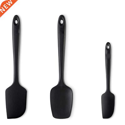 3-Piece Black Silicone Spatula Set - 600Fahrenheit Heat-Resi