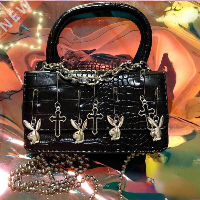 Harajuku Gothic Shoulder Bag Woman Metal Punk Moto Biker Sty