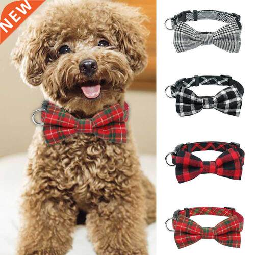 1pc Cloth Pet Dog Cat Necklace Bow Tie Collar Adjustable Pla