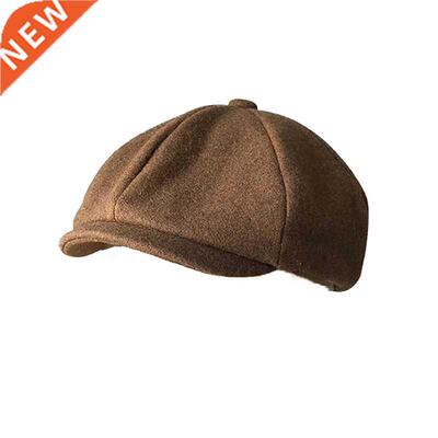 Black Brown Camel Wool Hat Man Newsboy Caps Solid Color Twee