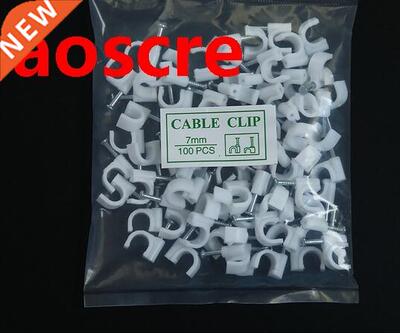 100 PCS 7MM Circle Cable Wire Wall Hanging Screw Clips Cable