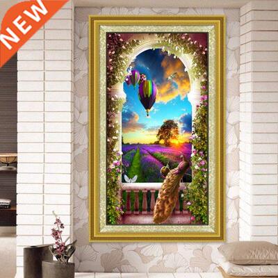 Peacock Hot Air Balloon Landscape 5D  Full Diamond Painti