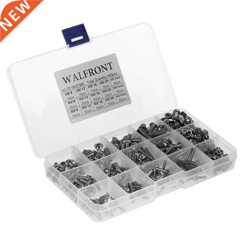 440pcs M3 M4 M5 SS304 Hex Socket Button Head Bolts Screws an