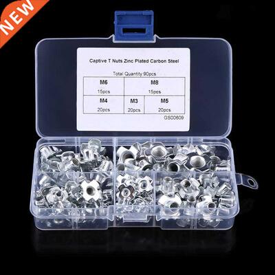 90pcs T Nuts M/M4/M5/M6/M8 Four Pronged T Nuts Blind Insert