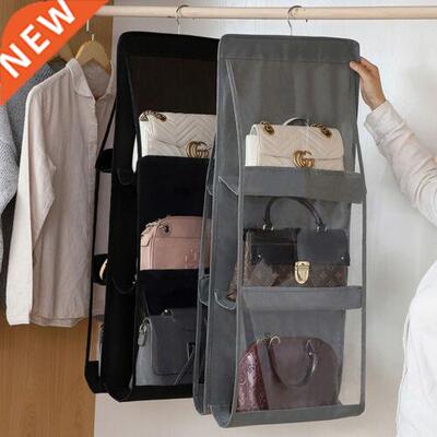 6 Pocket Folding Hanging Large Clear Handbag Purse Storage