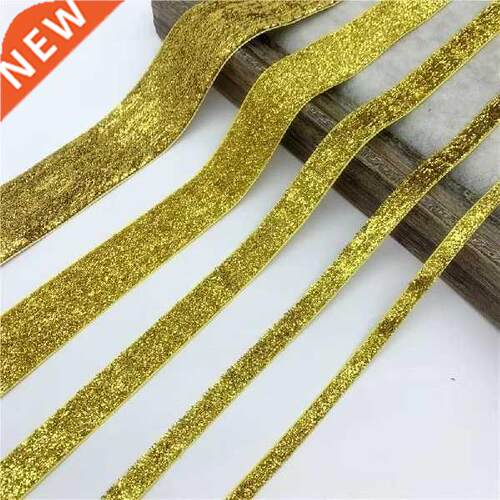 6MM-8MM Golden Glitter Velvet Ribbon For Handmade Gift