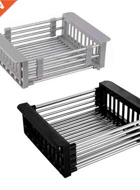 Stinless Steel Sink Drin Bsket Expndble Dish Drying Rc
