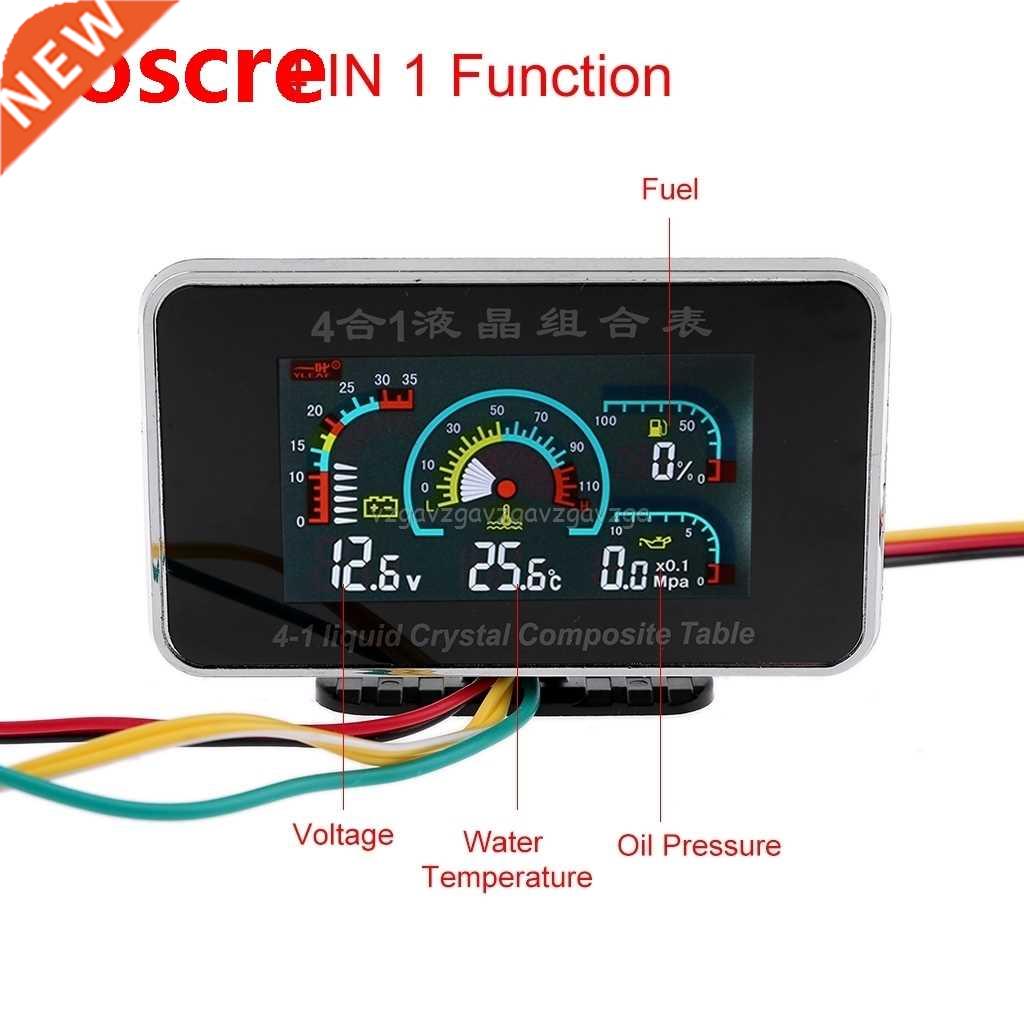 4 In 1 LCD Car Digital ALARM Gauge Pressure Voltmeter Volt W