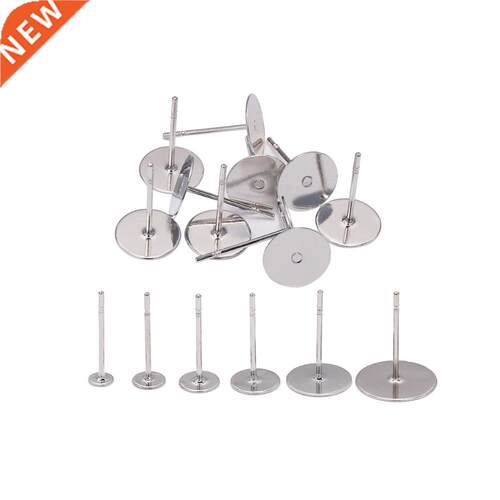 Stainless Steel Blank Earring Stud Base Fit  4 5 6 8 mm Cab