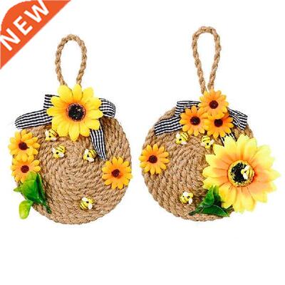 Honeybee Festival Wreath Artificial Sunflower Bee Hemp Rope