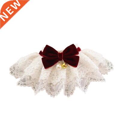 Lace Dog Cat Neckerchief Collar Vintage Scarf With Bowknot B